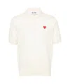 Comme Des Garçons Play Heart-patch Wool Polo Shirt In White