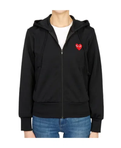 Comme Des Garçons Play Heart-patch Zip-up Hoodie In Black
