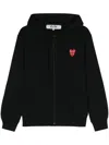 Comme Des Garçons Play Double Heart-patch Hoodie In Black