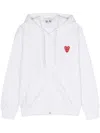 Comme Des Garçons Play Heart-patch Zipped Hoodie In White
