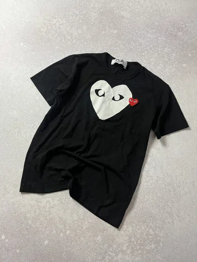 Pre-owned Comme Des Garçons Play Heart Polkadot T-shirt In Black