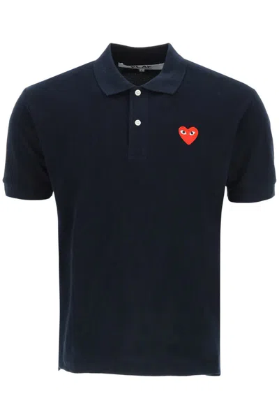 Comme Des Garçons Play Heart Polo Shirt In Nero
