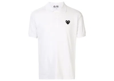 Pre-owned Comme Des Garçons Play Heart Polo Shirt In White