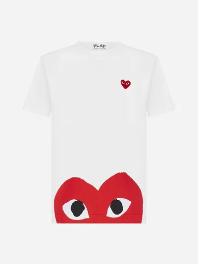 Comme Des Garçons Play T-shirt With Heart Logo Patch In White