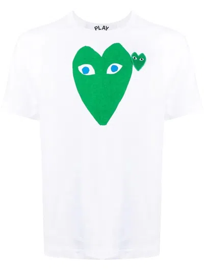 Comme Des Garçons Play Heart-print Cotton T-shirt In White
