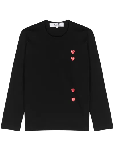Comme Des Garçons Play Heart-print Cotton T-shirt In Black