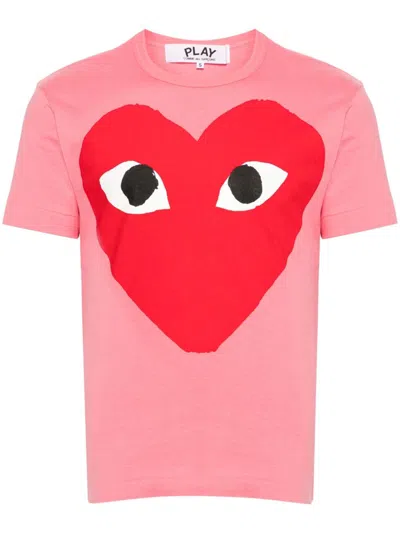 Comme Des Garçons Play Heart-print Cotton T-shirt In Pink