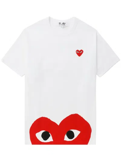 Comme Des Garçons Play Short Sleeve Peek A Boo Heart Tee Unisex In White