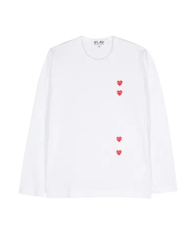 Comme Des Garçons Play Heart-print Cotton T-shirt In White