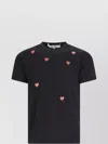 Comme Des Garçons Play Heart Print Crew Neck Graphic Top In Black