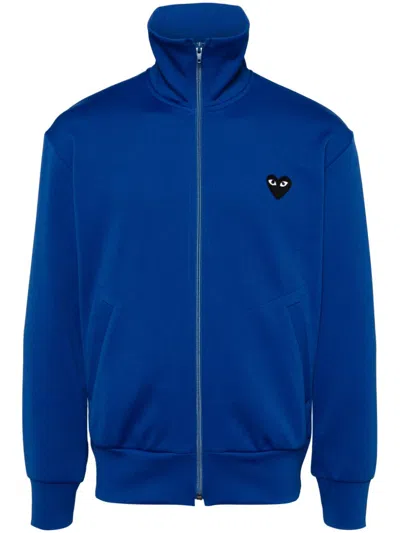 Comme Des Garçons Play Heart-print Jersey Track Jacket In Blue