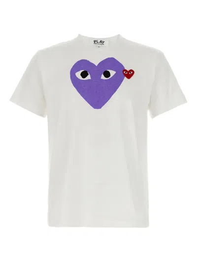 COMME DES GARÇONS PLAY HEART-PRINT LOGO-PATCH T-SHIRT