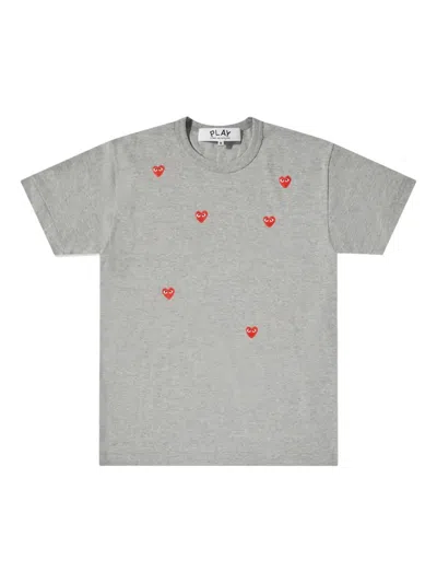 Comme Des Garçons Play Heart-print Logo T-shirt In Gray