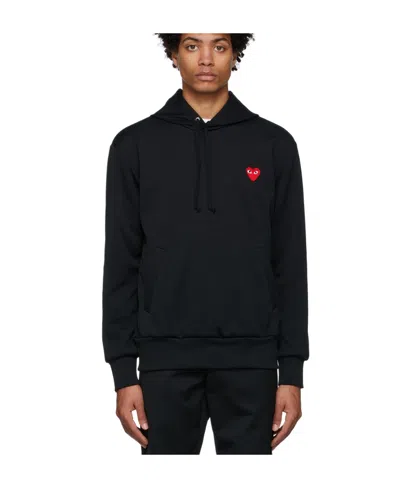 Comme Des Garçons Play Heart-print Pullover Hoodie In Black
