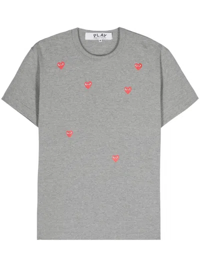 Comme Des Garçons Play Logo-print Cotton T-shirt In 灰色