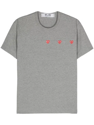 Comme Des Garçons Play Heart-print Cotton T-shirt In 灰色