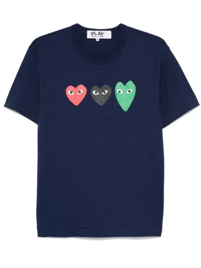 Comme Des Garçons Play Heart Logo Cotton T-shirt In Blue