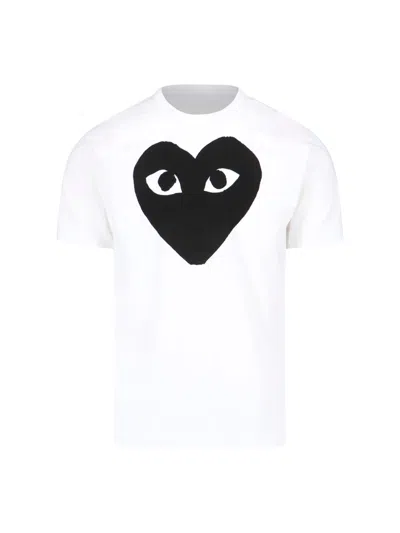 Comme Des Garçons Play Heart Print T-shirt In White