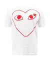 Comme Des Garçons Play Short Sleeve Heart Print T-shirt In White