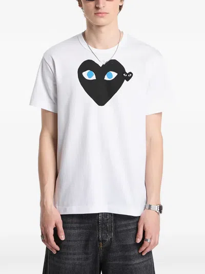Comme Des Garçons Play Heart Print T-shirt In White