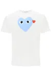 Comme Des Garçons Play Signature Heart Motifcotton T-shirt In Blue (white)