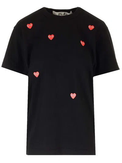 Comme Des Garçons Play Heart Printed Crewneck T In Black
