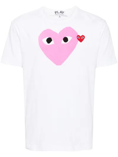 Comme Des Garçons Play Heart-printed T-shirt In White
