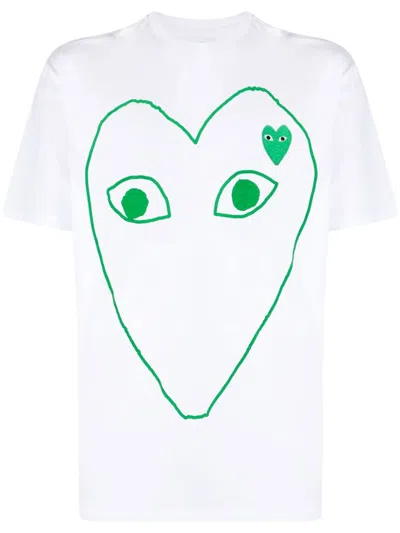 Comme Des Garçons Play Heart-printed T-shirt In White