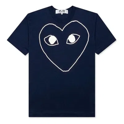 Comme Des Garçons Play Comme Des Garcons Play Heart Shape Printing Short Sleeve 'navy Blue'
