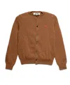 Comme Des Garçons Play Heart-shaped Collage Cardigan In Brown