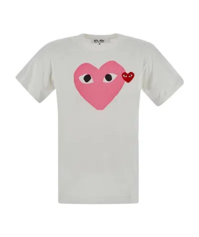 Comme Des Garçons Play Heart-shaped Decal Short-sleeve T-shirt In White