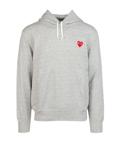 Comme Des Garçons Play Heart-shaped Logo Hoodie In Grey