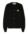 Comme Des Garçons Play Heart-shaped Patch Knitted Cardigan In Black