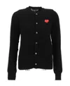 Comme Des Garçons Play Round-neck Cardigan Red Emmblem In Black