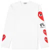 Comme Des Garçons Play Comme Des Garcons Play White Multi Heart Long Sleeve T-shirt In White