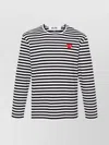 Comme Des Garçons Play Heart-patch Striped Cotton T-shirt
