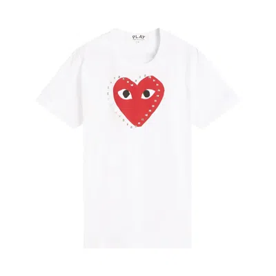 Pre-owned Comme Des Garçons Play Heart Stud Tee 'white' | Men's Size Xl
