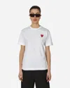Comme Des Garçons Play White Red Heart Short Sleeve T-shirt In White
