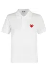 Comme Des Garçons Play Heart-patch Polo Shirt In White