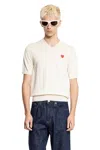 Comme Des Garçons Play Heart Wool Knit Short Sleeve Tee In White