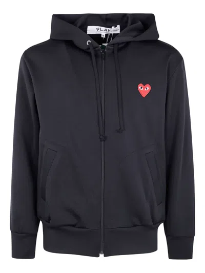 Comme Des Garçons Play Heart Zip Hoodie In Black