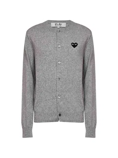 Comme Des Garçons Play Heart-emblem Cardigan In Gray