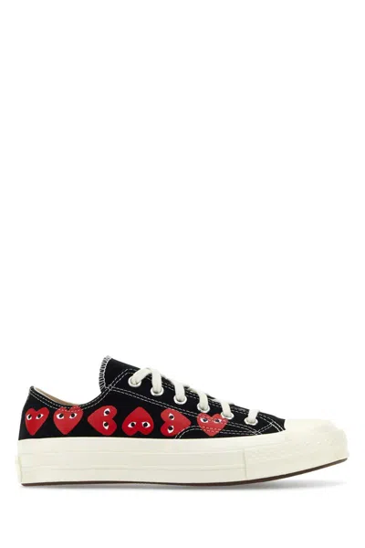 Comme Des Garçons Play Comme Des Garcons Play Heart-embroidered Canvas Sneaker In Black