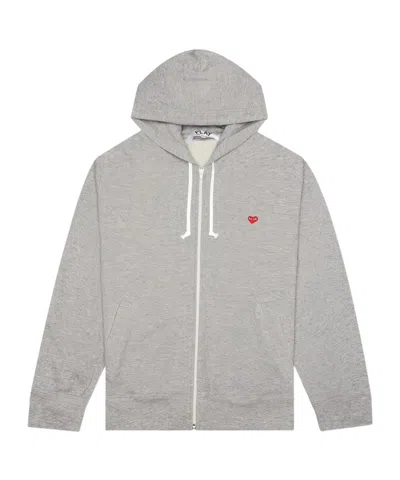 Comme Des Garçons Play Heart-embroidered Zip-up Sweatshirts In Gray