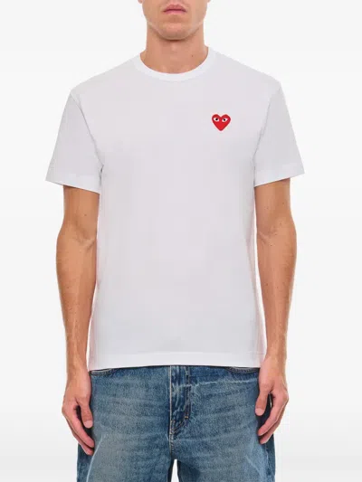 Comme Des Garçons Play Heart Logo T-shirt In White