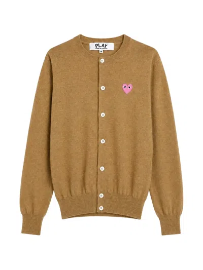 Comme Des Garçons Play Heart-patch Cardigan In Brown