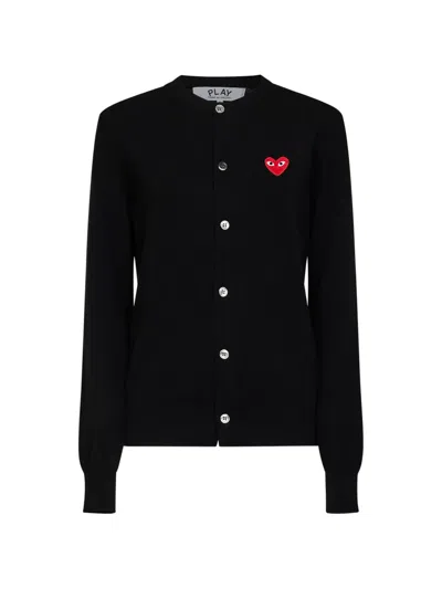 Comme Des Garçons Play Heart-patch Cardigan In Black