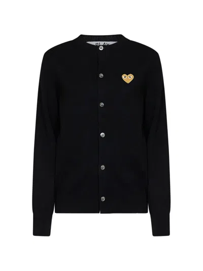 Comme Des Garçons Play Heart-patch Cardigan In Black