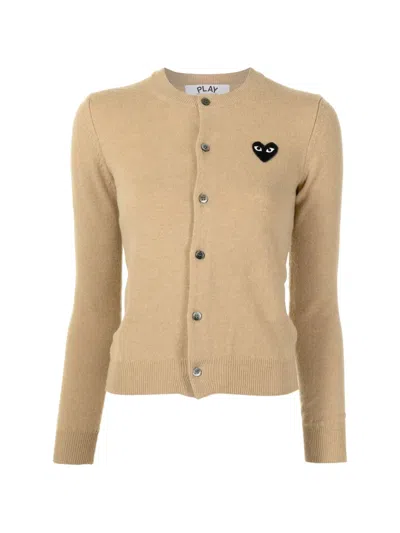 Comme Des Garçons Play Heart-patch Cardigan In Neutrals