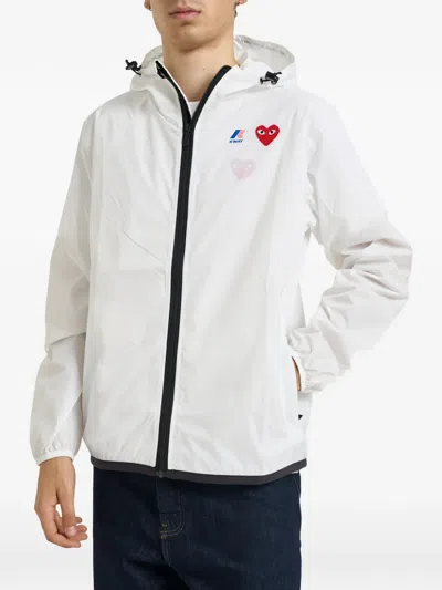 Comme Des Garçons Play Heart-patch Hooded Jacket In White